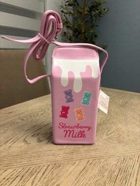 Kawaii Strawberry Milk Carton Crossbody Bag-NWT